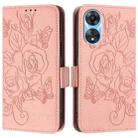 For OPPO A78 5G / A1x 5G Embossed Rose RFID Anti-theft Leather Phone Case(Pink) - 2