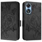 For OPPO A78 5G / A1x 5G Embossed Rose RFID Anti-theft Leather Phone Case(Black) - 2