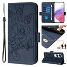 For OPPO A60 4G Global Embossed Rose RFID Anti-theft Leather Phone Case(Dark Blue) - 1