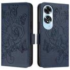 For OPPO A60 4G Global Embossed Rose RFID Anti-theft Leather Phone Case(Dark Blue) - 2