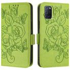 For OPPO A72 / A52 / A92 4G Embossed Rose RFID Anti-theft Leather Phone Case(Green) - 2