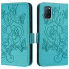 For OPPO A72 / A52 / A92 4G Embossed Rose RFID Anti-theft Leather Phone Case(Light Blue) - 2