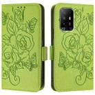 For OPPO A74 4G / F19 / F19s / A95 5G / 4G Embossed Rose RFID Anti-theft Leather Phone Case(Green) - 2