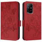 For OPPO A74 4G / F19 / F19s / A95 5G / 4G Embossed Rose RFID Anti-theft Leather Phone Case(Red) - 2