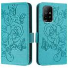 For OPPO A74 4G / F19 / F19s / A95 5G / 4G Embossed Rose RFID Anti-theft Leather Phone Case(Light Blue) - 2