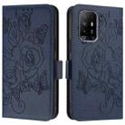 For OPPO A74 4G / F19 / F19s / A95 5G / 4G Embossed Rose RFID Anti-theft Leather Phone Case(Dark Blue) - 2