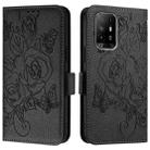 For OPPO A74 4G / F19 / F19s / A95 5G / 4G Embossed Rose RFID Anti-theft Leather Phone Case(Black) - 2