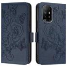 For OPPO Reno6 Lite Embossed Rose RFID Anti-theft Leather Phone Case(Dark Blue) - 2