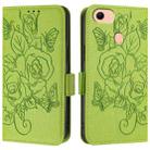 For OPPO F17 / A73 2020 4G Global Embossed Rose RFID Anti-theft Leather Phone Case(Green) - 2