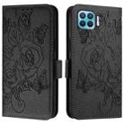 For OPPO F17 Pro / A93 2020 4G Global Embossed Rose RFID Anti-theft Leather Phone Case(Black) - 2