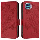 For OPPO Reno4 Lite / Reno4 F Embossed Rose RFID Anti-theft Leather Phone Case(Red) - 2