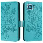 For OPPO Reno4 Lite / Reno4 F Embossed Rose RFID Anti-theft Leather Phone Case(Light Blue) - 2