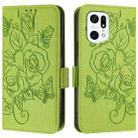 For OPPO Find X5 Embossed Rose RFID Anti-theft Leather Phone Case(Green) - 2