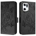 For OPPO Find X5 Embossed Rose RFID Anti-theft Leather Phone Case(Black) - 2