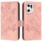 For OPPO Find X5 Pro Embossed Rose RFID Anti-theft Leather Phone Case(Pink) - 2