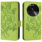 For OPPO Find X6 Embossed Rose RFID Anti-theft Leather Phone Case(Green) - 2