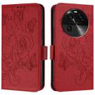 For OPPO Find X6 Embossed Rose RFID Anti-theft Leather Phone Case(Red) - 2