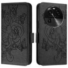 For OPPO Find X6 Embossed Rose RFID Anti-theft Leather Phone Case(Black) - 2