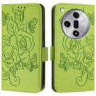 For OPPO Find X7 Embossed Rose RFID Anti-theft Leather Phone Case(Green) - 2