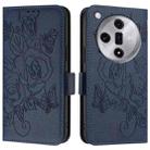 For OPPO Find X7 Embossed Rose RFID Anti-theft Leather Phone Case(Dark Blue) - 2