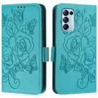 For OPPO Reno5 5G / 4G / Find X3 Lite Embossed Rose RFID Anti-theft Leather Phone Case(Light Blue) - 2