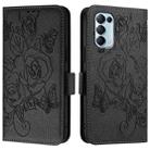 For OPPO Reno5 5G / 4G / Find X3 Lite Embossed Rose RFID Anti-theft Leather Phone Case(Black) - 2