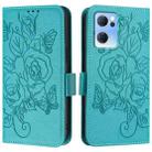 For OPPO Reno7 5G Global / Find X5 Lite Embossed Rose RFID Anti-theft Leather Phone Case(Light Blue) - 2