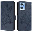 For OPPO Reno7 5G Global / Find X5 Lite Embossed Rose RFID Anti-theft Leather Phone Case(Dark Blue) - 2