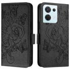 For OPPO Reno8 5G Global Embossed Rose RFID Anti-theft Leather Phone Case(Black) - 2