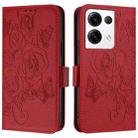 For OPPO Reno8 Pro 5G Global Embossed Rose RFID Anti-theft Leather Phone Case(Red) - 2