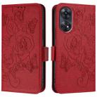 For OPPO Reno8 T 4G Global Embossed Rose RFID Anti-theft Leather Phone Case(Red) - 2