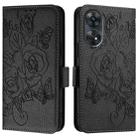 For OPPO Reno8 T 4G Global Embossed Rose RFID Anti-theft Leather Phone Case(Black) - 2