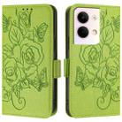 For OPPO Reno9 5G / Reno9 Pro 5G Embossed Rose RFID Anti-theft Leather Phone Case(Green) - 2