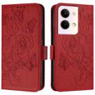 For OPPO Reno9 5G / Reno9 Pro 5G Embossed Rose RFID Anti-theft Leather Phone Case(Red) - 2