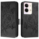 For OPPO Reno9 5G / Reno9 Pro 5G Embossed Rose RFID Anti-theft Leather Phone Case(Black) - 2