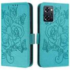 For OPPO Reno9 A Embossed Rose RFID Anti-theft Leather Phone Case(Light Blue) - 2