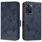 For OPPO Reno9 A Embossed Rose RFID Anti-theft Leather Phone Case(Dark Blue) - 2