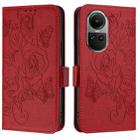 For OPPO Reno10 / Reno10 Pro Global Embossed Rose RFID Anti-theft Leather Phone Case(Red) - 2