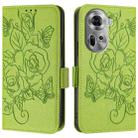 For OPPO Reno11 5G Global Embossed Rose RFID Anti-theft Leather Phone Case(Green) - 2