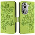 For OPPO Reno11 Pro 5G Global Embossed Rose RFID Anti-theft Leather Phone Case(Green) - 2