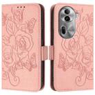 For OPPO Reno11 Pro 5G Global Embossed Rose RFID Anti-theft Leather Phone Case(Pink) - 2