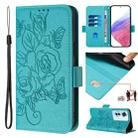 For OPPO Reno11 F 5G Global / F25 Pro Embossed Rose RFID Anti-theft Leather Phone Case(Light Blue) - 1