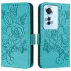 For OPPO Reno11 F 5G Global / F25 Pro Embossed Rose RFID Anti-theft Leather Phone Case(Light Blue) - 2