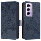 For OPPO Reno12 Pro Global Embossed Rose RFID Anti-theft Leather Phone Case(Dark Blue) - 2