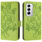 For OPPO Reno12 Global Embossed Rose RFID Anti-theft Leather Phone Case(Green) - 2