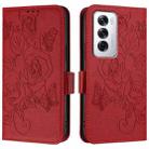 For OPPO Reno12 Global Embossed Rose RFID Anti-theft Leather Phone Case(Red) - 2