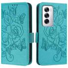 For OPPO Reno12 Global Embossed Rose RFID Anti-theft Leather Phone Case(Light Blue) - 2