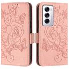 For OPPO Reno12 Global Embossed Rose RFID Anti-theft Leather Phone Case(Pink) - 2