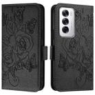 For OPPO Reno12 Global Embossed Rose RFID Anti-theft Leather Phone Case(Black) - 2
