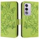 For OPPO A3 Pro 5G Global Embossed Rose RFID Anti-theft Leather Phone Case(Green) - 3